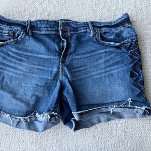 Jean Shorts with Aztec Detailing